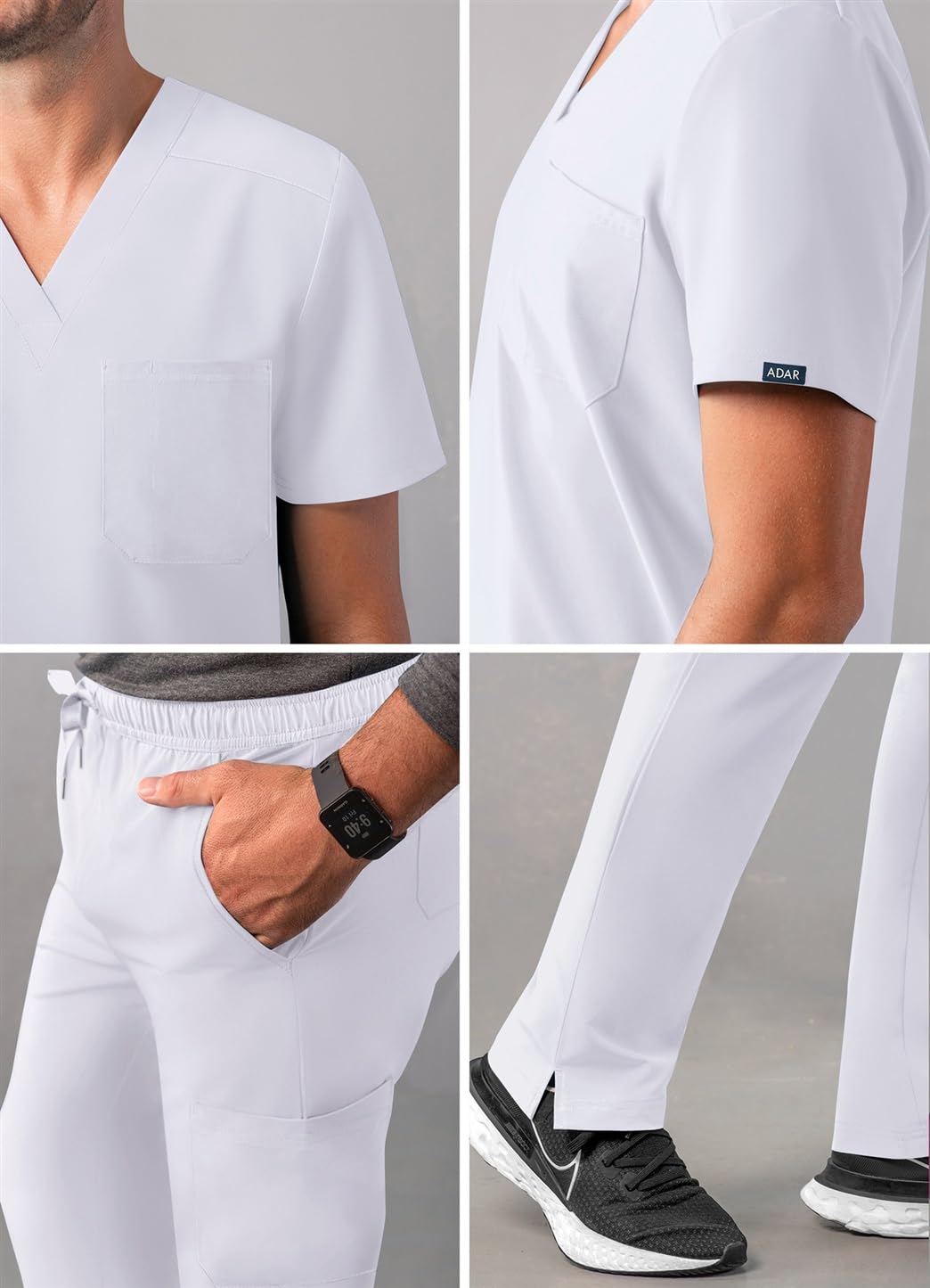 Adar Uniforme médico para Hombres Casaca de Cuello en V y Pantalones Cargo