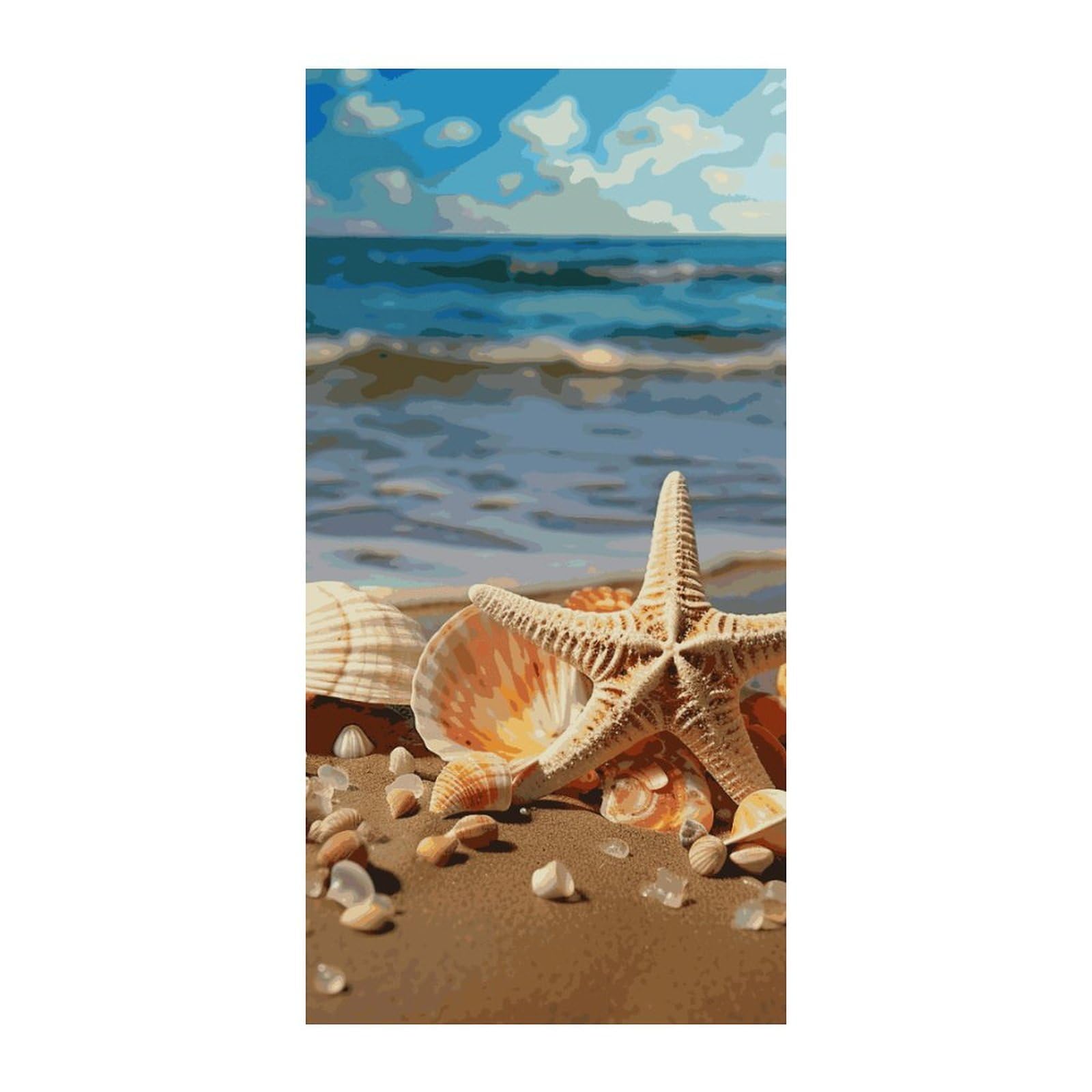 Adfgyerh Style Seashells On The Sandy Beach Curtains，Polyester Blackout Extra Wide，Door Curtain， 35.4X 70.9 Inch For Temporary Room Dividers Bedroom Living Room，Room Darkening Curtains ，For Doorway Privacy For Wal