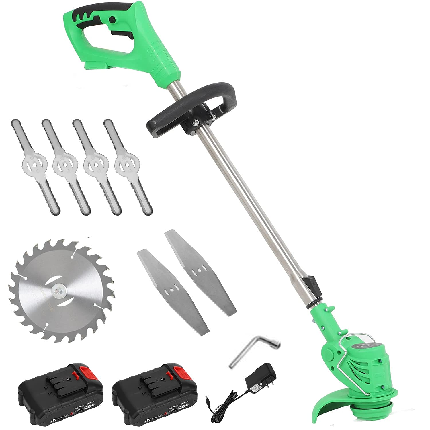 Tagliabordi/bordatore a Batteria da 600 W, tagliaerba per Uso Domestico con Batteria da 24 V/10 Ah, Testina Regolabile e Impugnatura telescopica per potatura Verde da Giardino