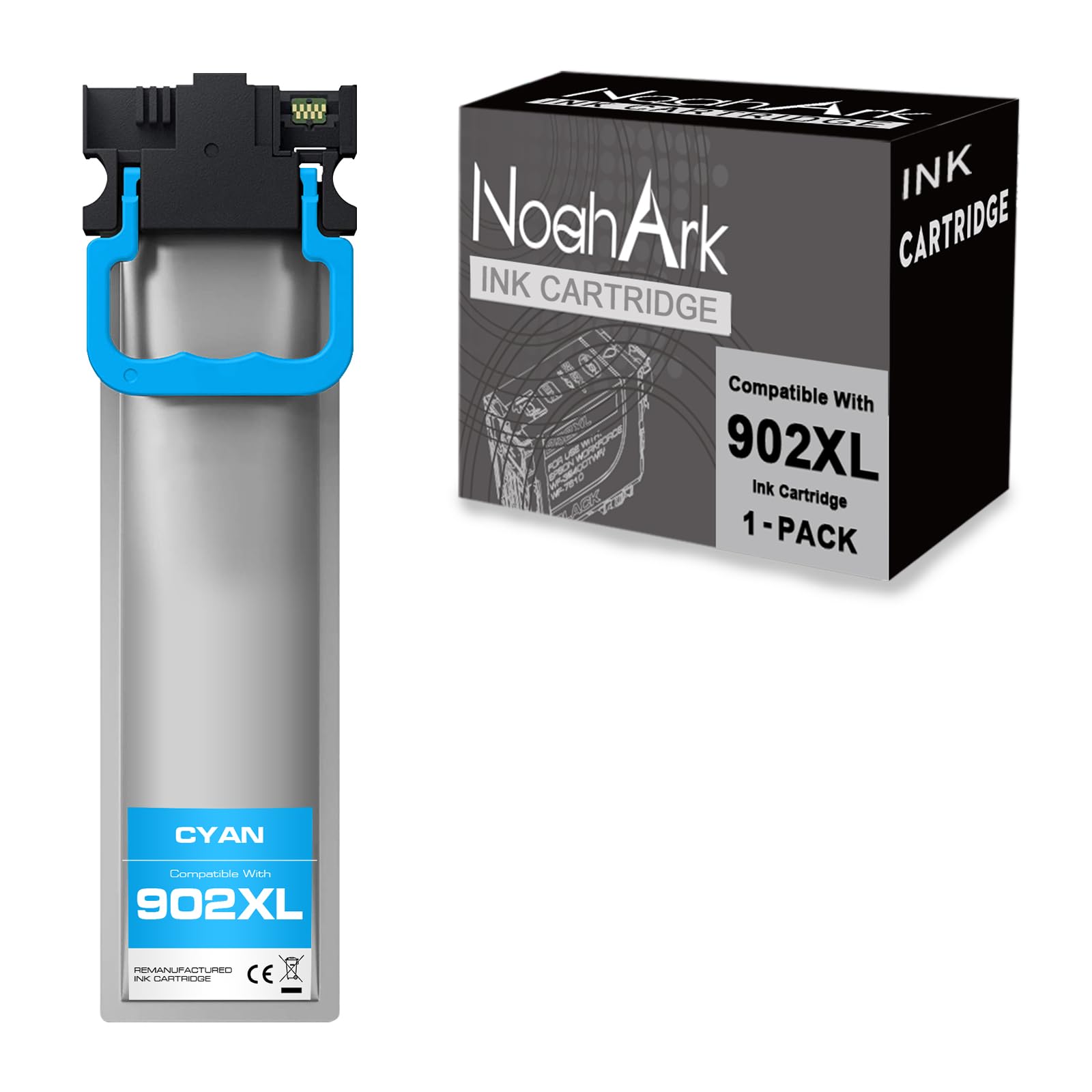 NoahArk 1 Pack 902XL T902XL Remanufacture Ink Cartridges Replacement for Epson 902 XL 902XL for Workforce WF-C5210 WF-C5290 WF-C5710 WF-C5790 Printer