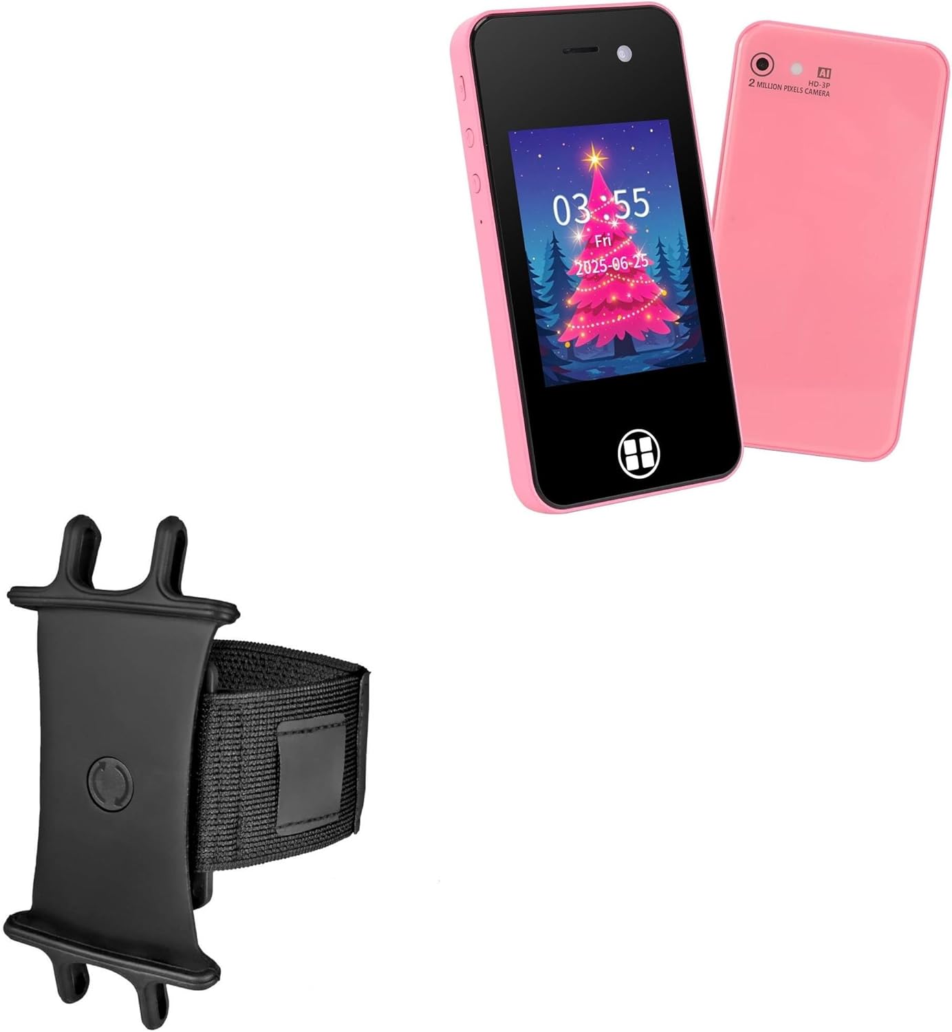 BoxWave Holster Compatible with ANTUMKDS Kids Smart Phone (2.8) - ActiveStretch Sport Armband, Adjustable Armband for Workout and Running - Jet Black