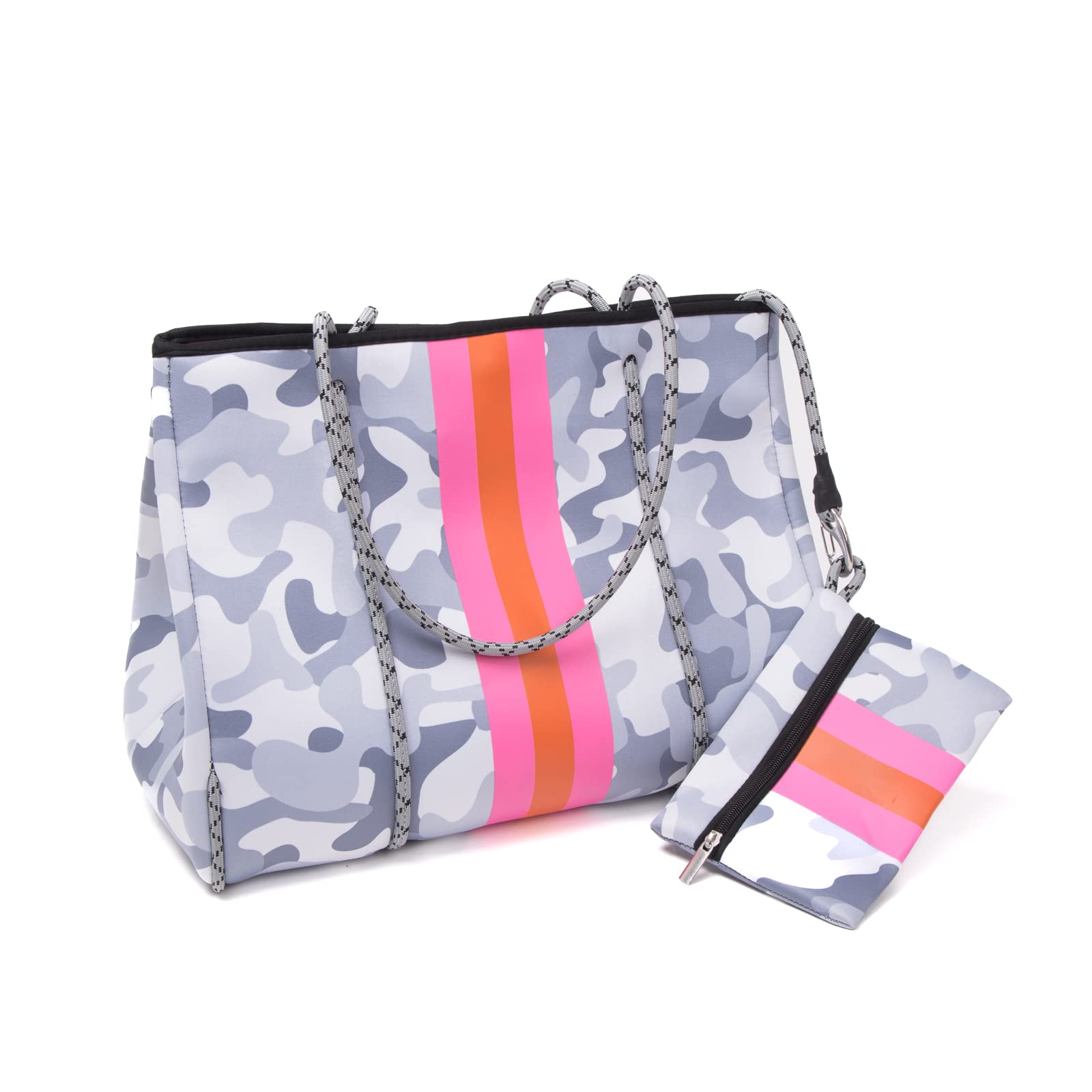 Mooilo - Borsa in neoprene mimetico da donna, per shopping, vacanze, viaggi, sport, ufficio, scuola, piscina, spiaggia, design made in Germany