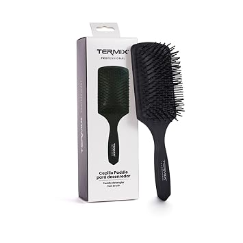 فرشاة الشعر Termix الهوائية Detangling باللون الأسود مع مقبض غير قابل للانزلاق وألياف قوية سميكة