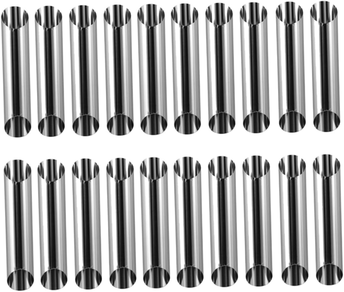 PRETYZOOM 20pcs Stainless Steel Bread Baking Molds Large Cylindrical Croissant Tube Pastry Making for Home Baking Reusable Cannoli Molds for Sweet and Savory Desserts