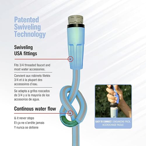 Miniatura 6 de It's Magic Manguera de jardín expandible de 58 pulgadas x 50 pies, ultraligera, segura para agua potable, fabricada en Italia, probada contra rayos