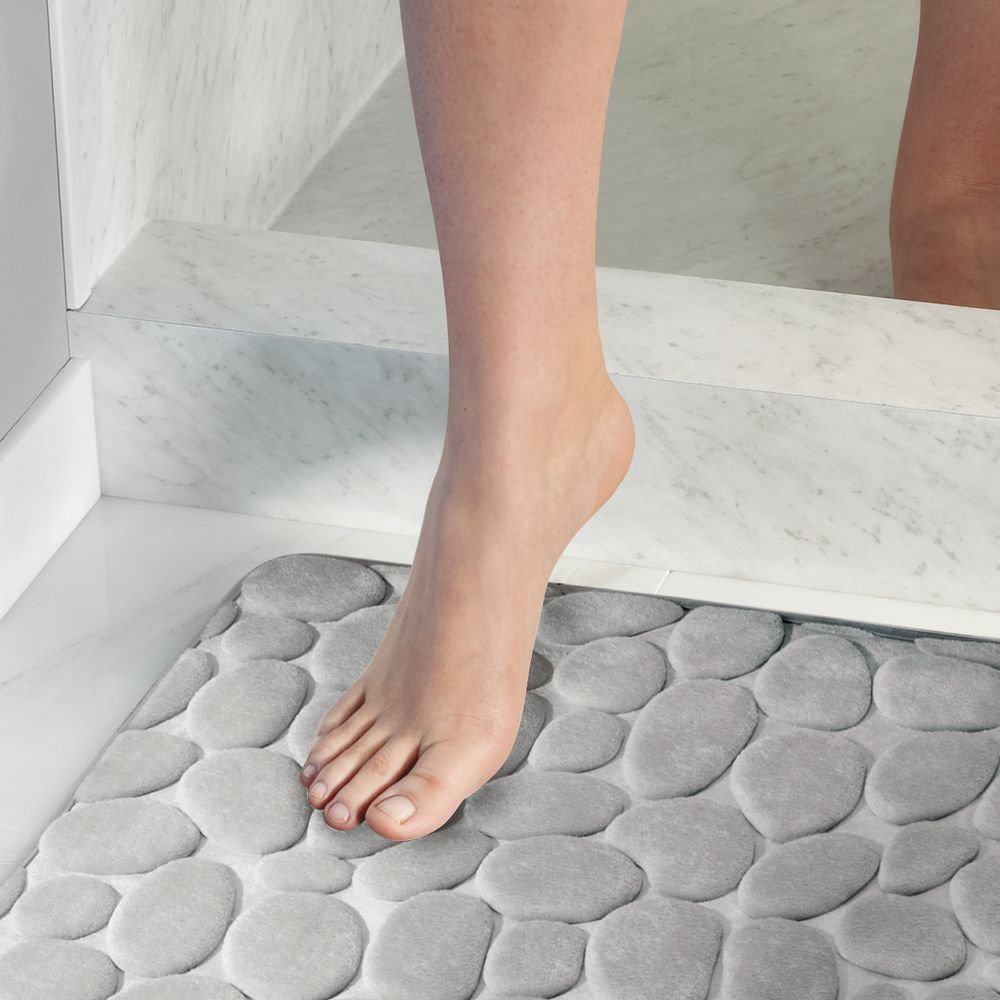iDesign Basic Tappeto Antiscivolo Doccia, Tappetino Bagno in Plastica Ideale per Doccia e Vasca da Bagno, grigio