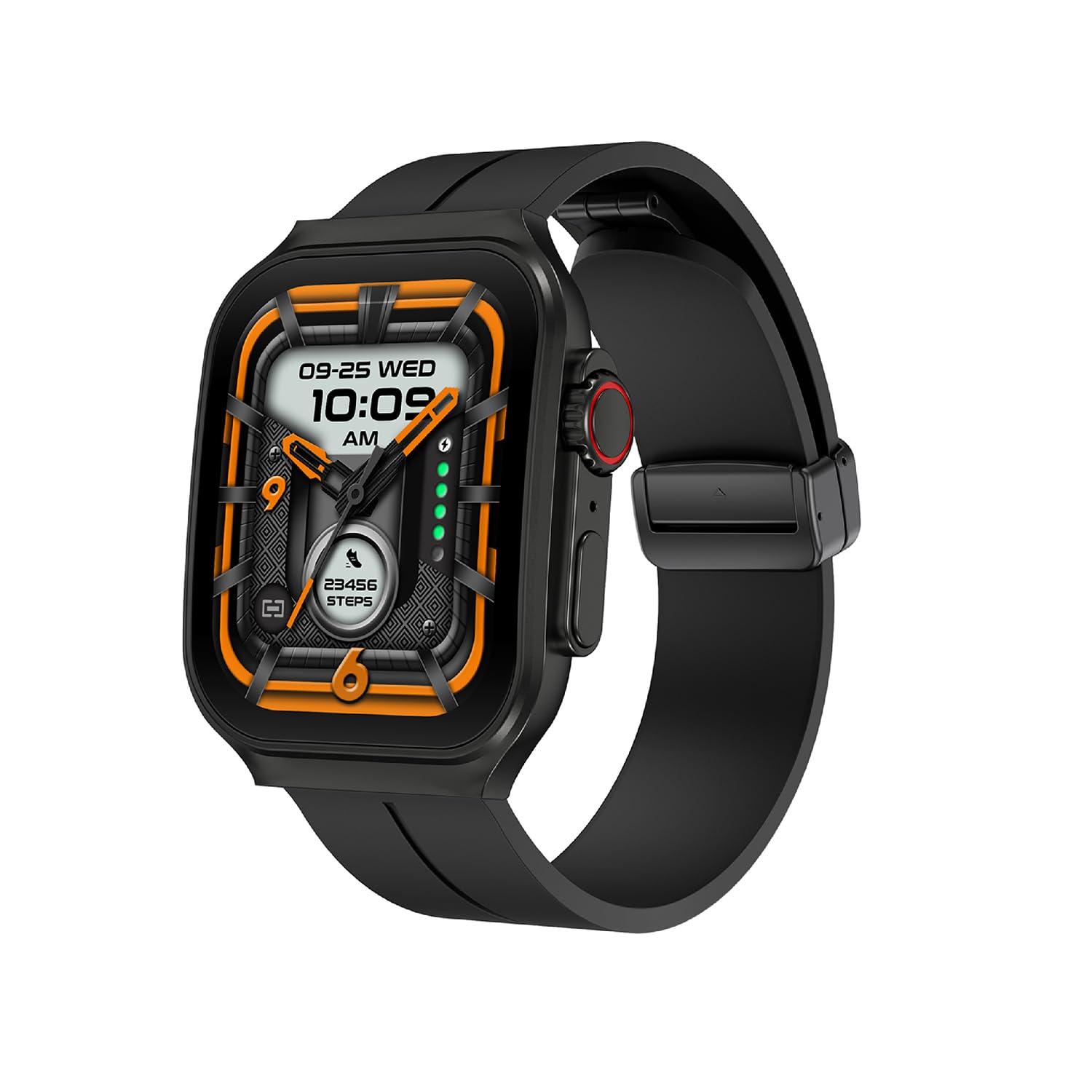 SKYBALL Elevate Smart Watch|2.02" Super AMOLED Curved Display with 410X512 Resolution with 600 NITS Brightness|Rotary Crown|Split Screen|Bt Calling|120+Sports Modes|200+WatchFace|Magnetic Strap,Black