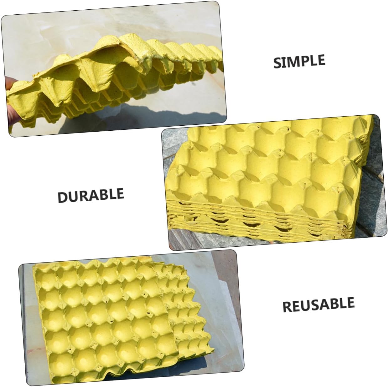 Gatuida 10pcs Yellow Pulp Paper Egg Tray Container for Refrigerator Storage Household Egg Holder Organizer Rack for 30