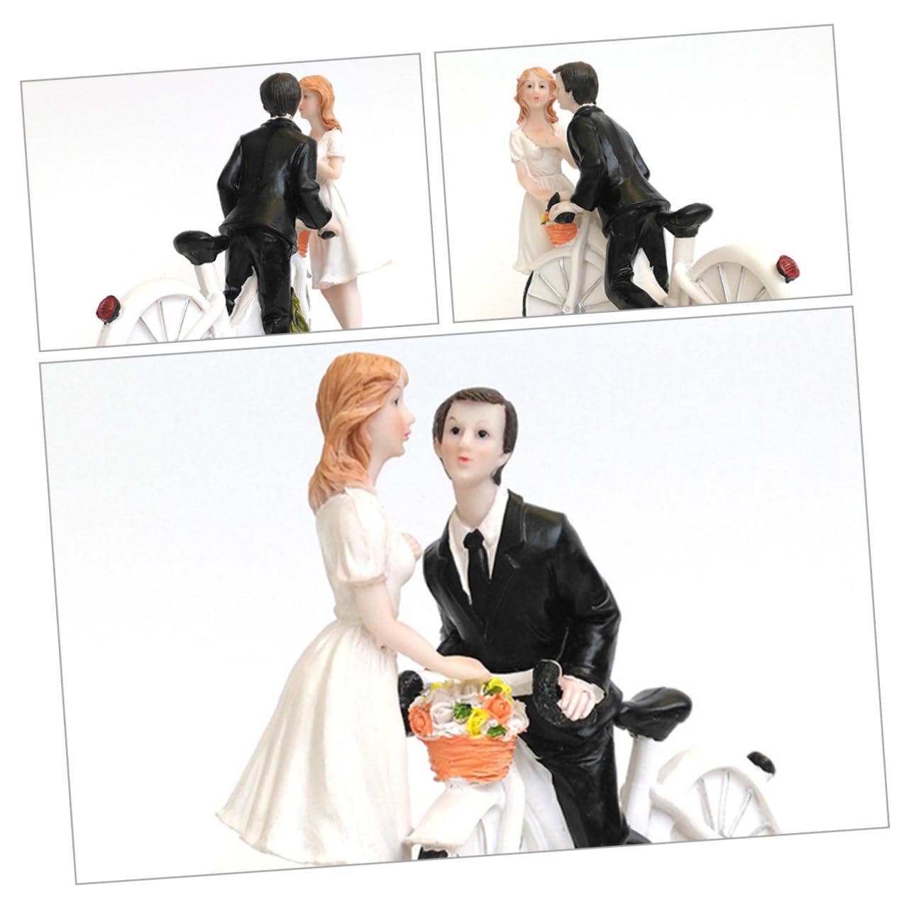 Brautpaar mit Fahrradfigur aus Kunstharz für Hochzeitstorten Dekoration | Realistische Ausführung, Tischdeko für Besondere Anlässe, Sammlerfigur, Passend zu Jubiläen und Feierlichkeiten