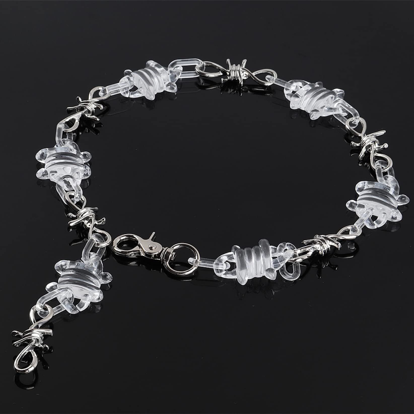 ESNY Punk Acrilic Cuban Link Catena Coperonatore Collana Collana Grossa Collana Collana Collana Collana Collana Collana Colorata per Donne Transparent