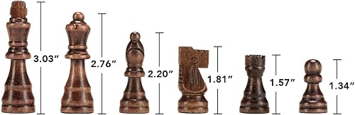 Miniatura 2 de AMEROUS Piezas magnéticas de ajedrez de madera, piezas de ajedrez de madera de Staunton de torneo, figuras de rey de 3.03 pulgadas, piezas de