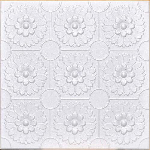 Azulejo de techo decorativo de espuma de poliestireno blanco Odessa (paquete de 8 azulejos) - Otros vendedores llaman a esto girasoles y R136