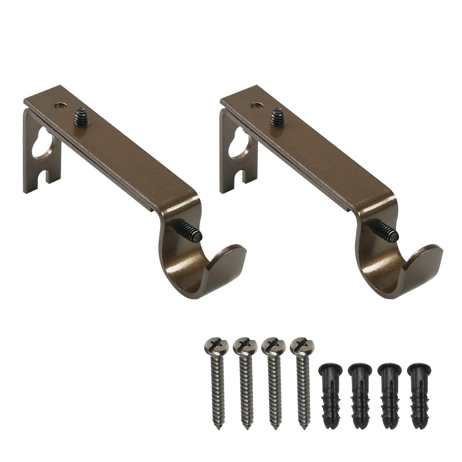 Lot de 2 supports de tringle à rideaux en fer marron réglables pour tringles de 16 à 19 mm, supports de 100 x 40 x 16 mm pour décoration d'intérieur