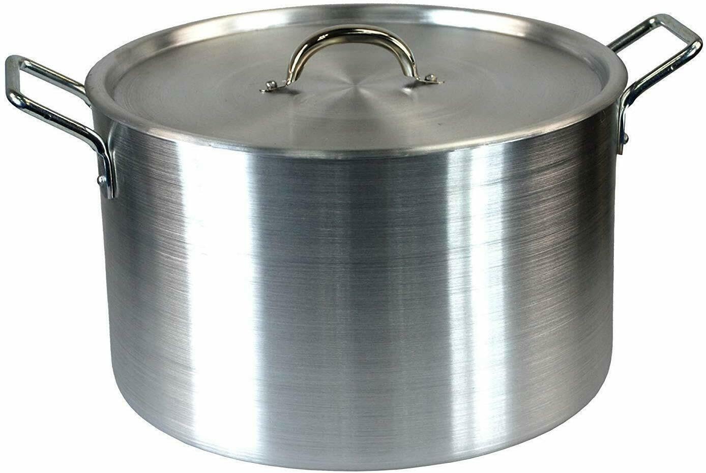 Aluminium Cooking Catering Stock Pot Set with Lid | Deep Casserole Saucepan 12” 14” Large (14")