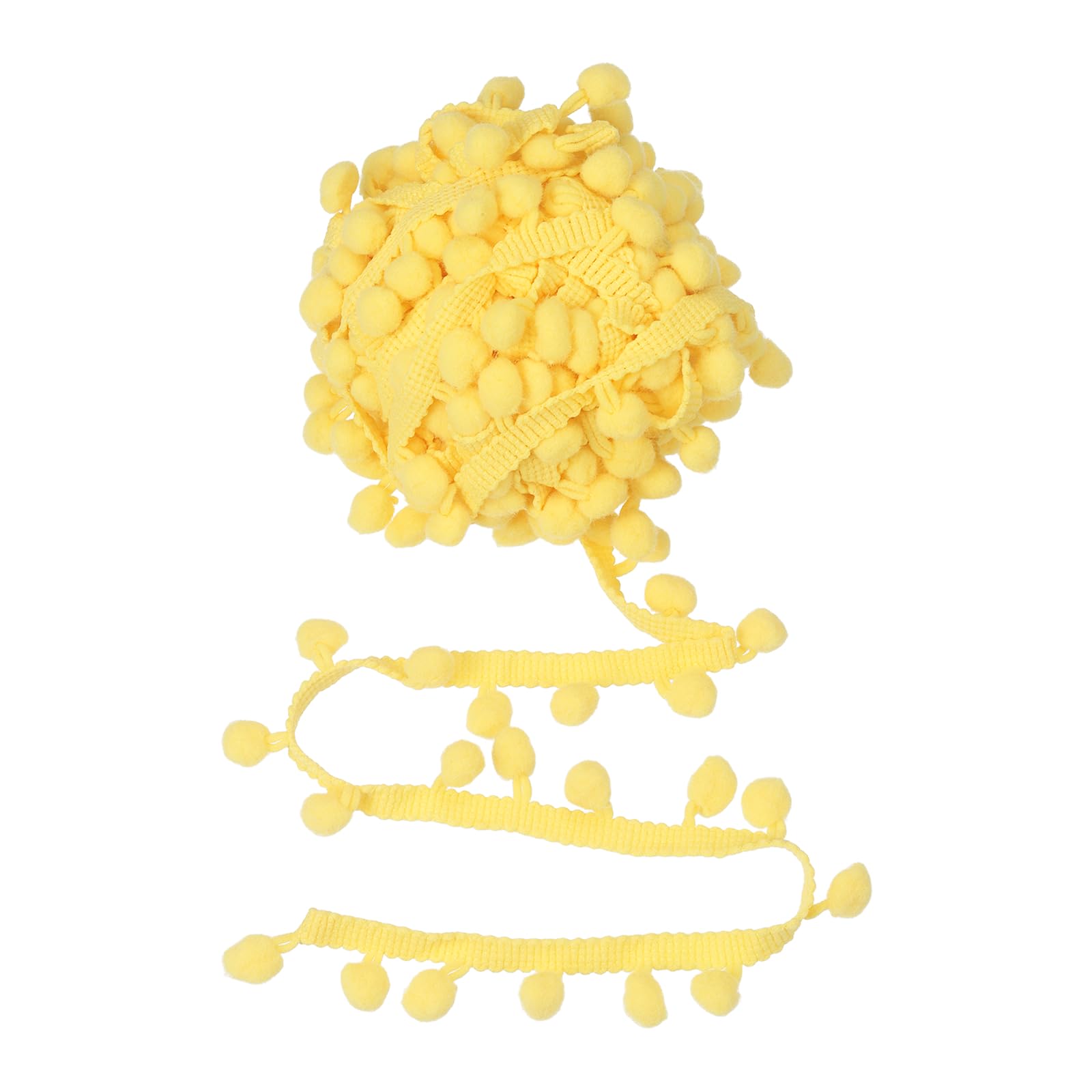 sourcing map Pom Pom Ball Fringe Trim, 8 Yards Pom Pom Ribbon Fringe Tassel Trim Tassel Sewing DIY Crafts Accessory for Lamp Shade Dress Curtain Clothes Pillow Home Decoration, Bright Yellow