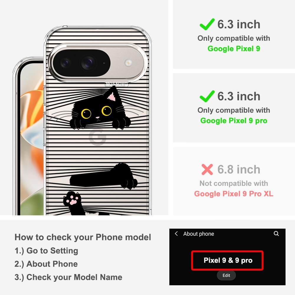 MOSNOVO Case for Google Pixel 10 & Pixel 10 Pro, [Buffertech 6.6ft Military-Grade Drop Protection] [Anti Peel Off Tech] Clear TPU Bumper Phone Case Cover Design - Cute Cherry — view 588