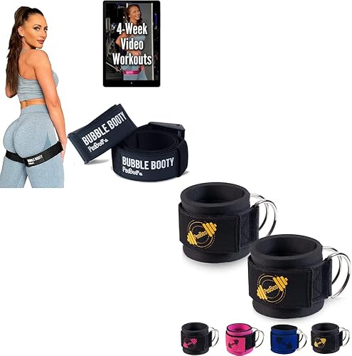 Paquete de 2 bandas de restricción de flujo sanguíneo para mujeres glúteos y 2 correas de tobillo para cables de máquina de cable para gimnasio disponible en Yaxa Venezuela