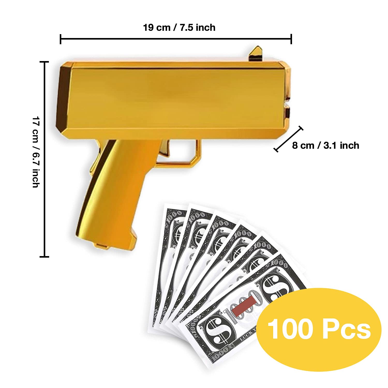 Tireur De Pistolet à Argent,Lancement D'argent Jouet De Pistolet à Argent,Faux Billet De Dollar Américain,Pistolet à Prop,Pluie D'argent,Convient Pour Les Fêtes,Les Mariages,Les Jeux De Fête