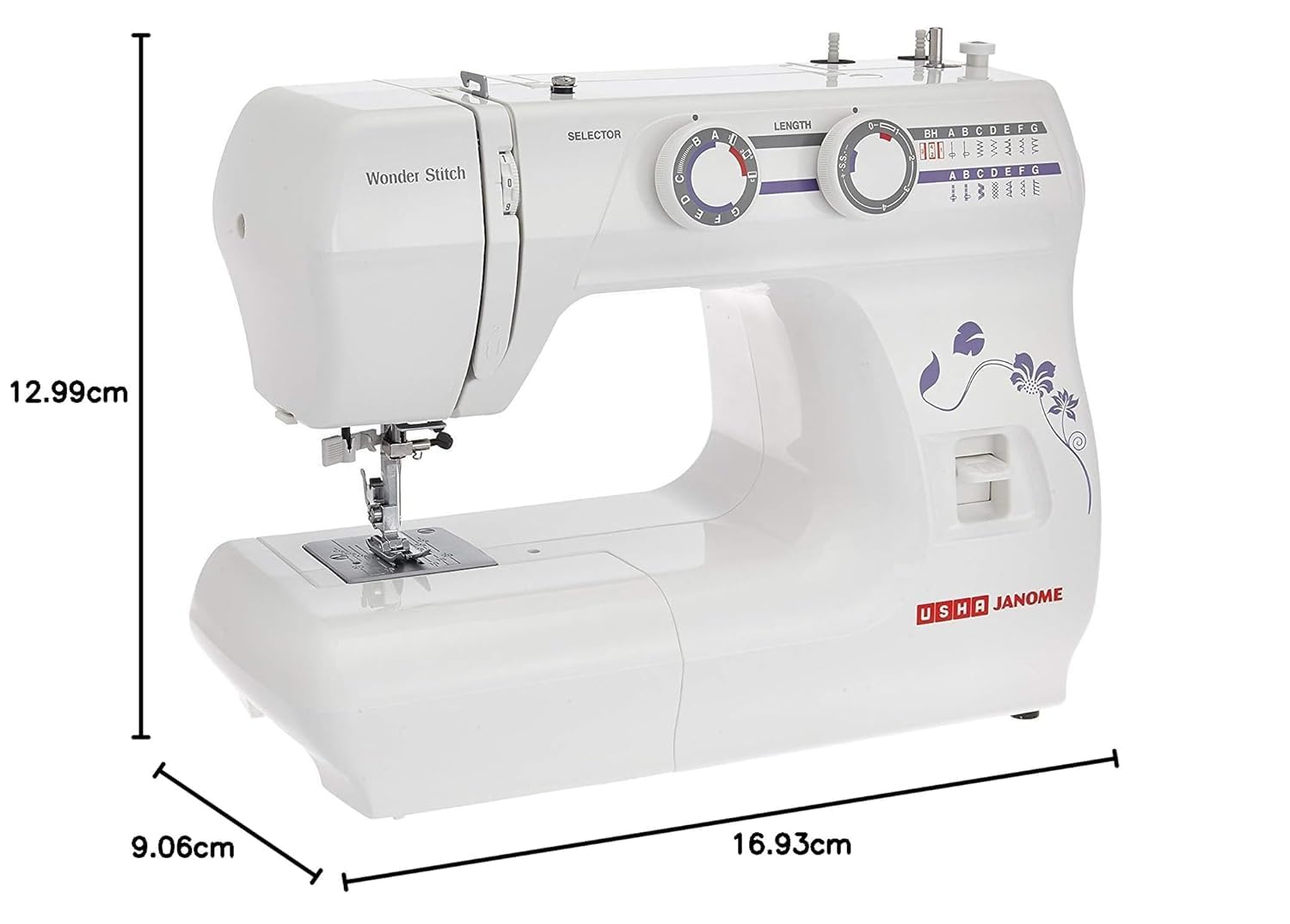 Usha Janome Wonder Stitch Automatic Zig-Zag Electric Sewing Machine || 13 Built-In-Stitches || 21 stitch Function(White) With complementary Sewing Lessons in Nine languages — Amazon image 3