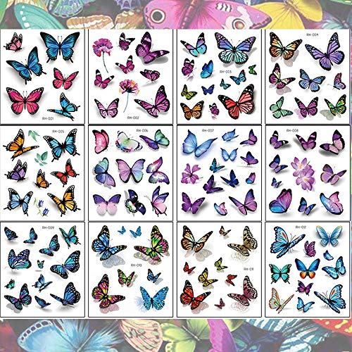 Ooopsi Butterfly Tattoos For Kids Womens - 110 Pcs 3D Tattoos, Colorful Body Art Temporary Tattoos, Butterfly Party Favors #TOP1