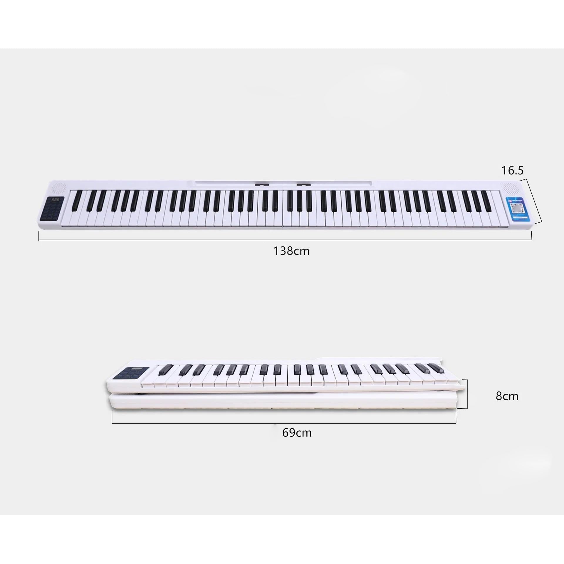Tastiera Elettronica Digitale Multifunzionale Pieghevole Portatile A 88 Tasti Per Strumento Musicale(EU white)