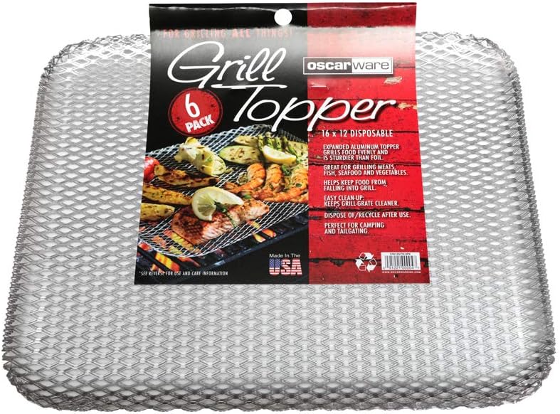 Oscarware Disposable Grill Topper (6 Pack), Rectangular 16x12-Inch, Vegetable Grill Tray for Outdoor Grill, Disposable Grilling Liners Prevent Food From Falling Through Grill Grates : Patio, Lawn & Garden