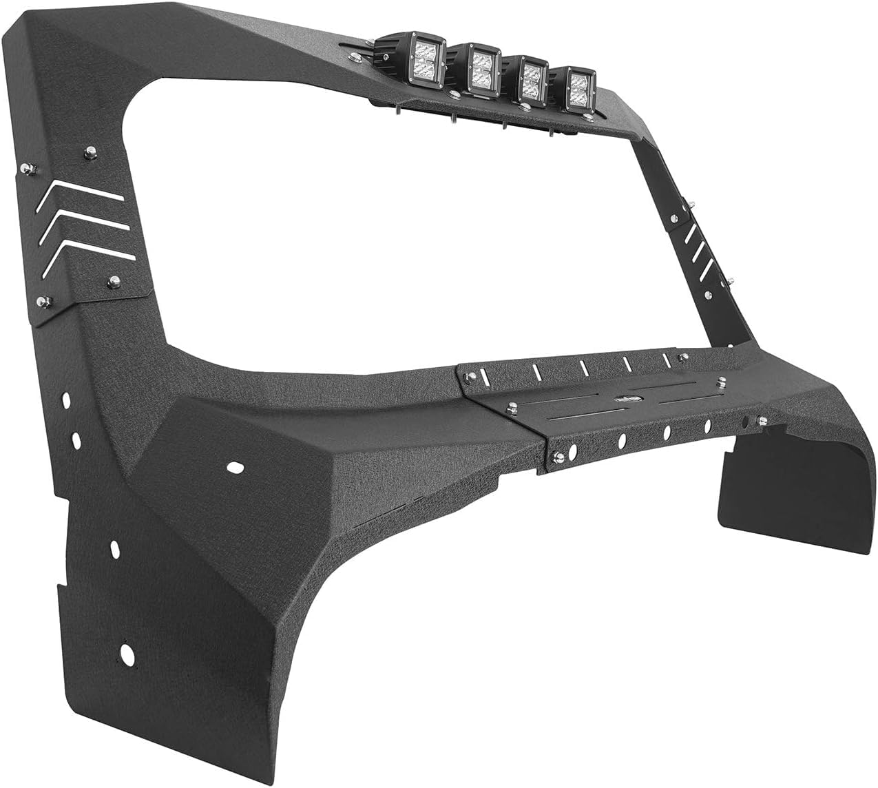 Hooke Road Wrangler TJ Windshield Frame Cover Roof Sun Visor Cowl Body Armor w/4x LED Lights Compatible with Jeep Wrangler TJ 1997-2006
