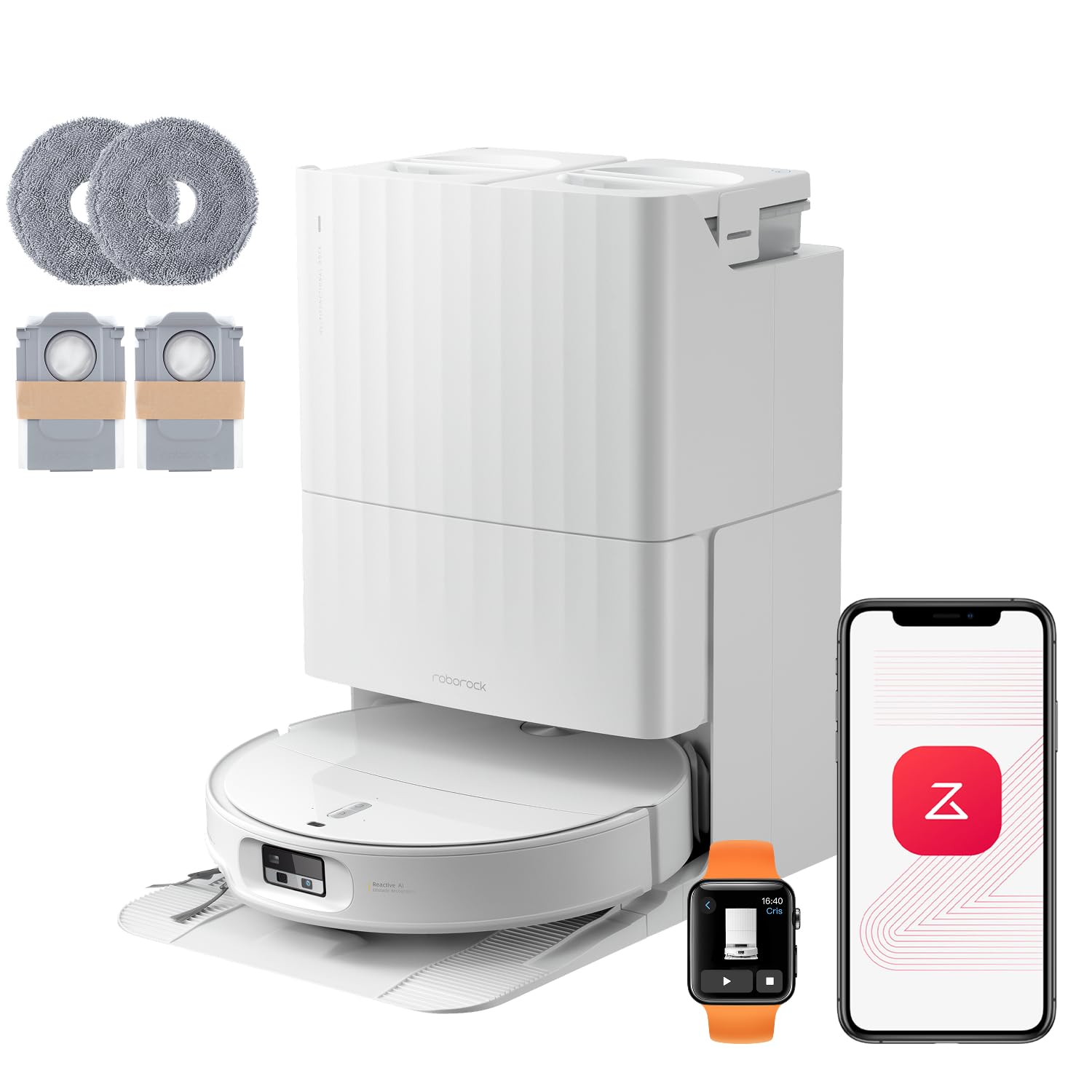 roborock Qrevo Edge S5A Saugroboter mit Wischfunktion,Dual Anti-Tangle-System,17.000Pa,FlexiArm Design™ Kantenreinigung,Hebarem Wischmopp,75℃ Heißwasser-Moppwäsche