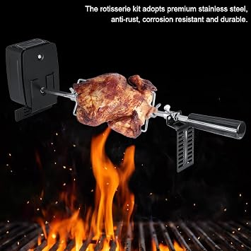Icejoy Rotissary Kit, Rotatable Round Rotisserie, Barbecue, Barbecue, Rotisserie, Barbecue Grill, Rotisserie Kit, For Picnics, Rotisserie, Barbecue Grill, Rotissary Kit, Stainless Steel, Black