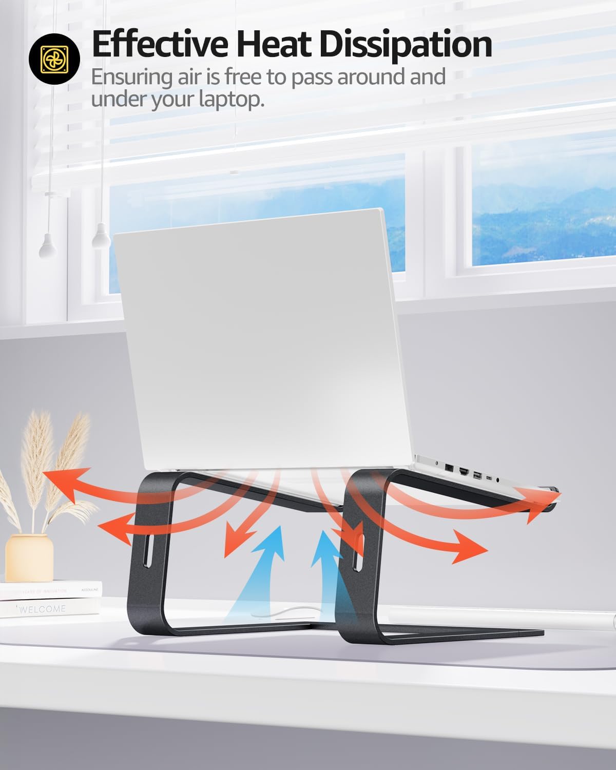 Urmust Laptop Stand for Desk Aluminum Computer Stand Riser Holder for Laptop Compatible with MacBook Air Pro, Dell, HP, Lenovo Samsung, Alienware All Laptops 11-15.6"(Black)