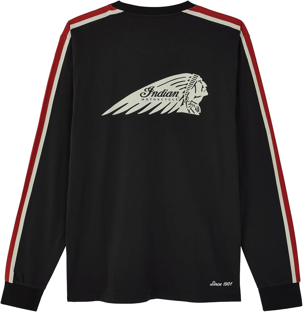 Indian Motorcycle Men's Striped Sleeves Headdress Long Sleeve T-Shirt, Black - 2865616