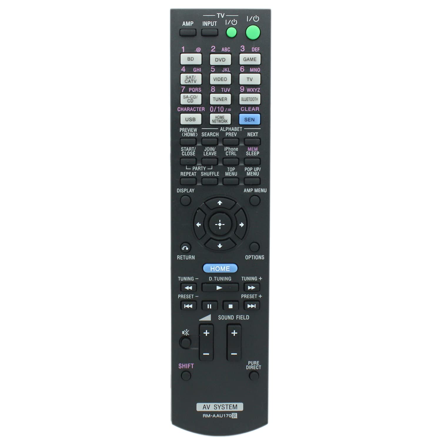 RM-AAU170 Remote Control Replacement for Sony AV System STR-DN840 STR-DH740 STR-DH540 1-492-051-11 RM-AAU169 RM-AAU168