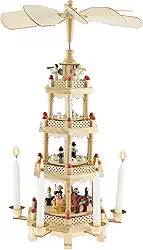 Clever Creations Carrossel de quatro camadas de madeira tradicional de 40,6 cm, decoração festiva de Natal para prateleiras e mesas