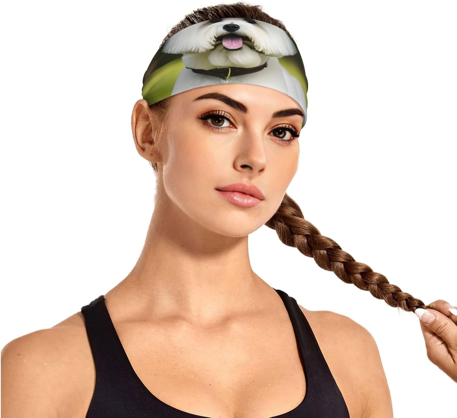 Cute Bichon Frise Dog Print Ultra-Soft Elastic Headband Sports Running Gym Outdoor Activities Gifts Headwear