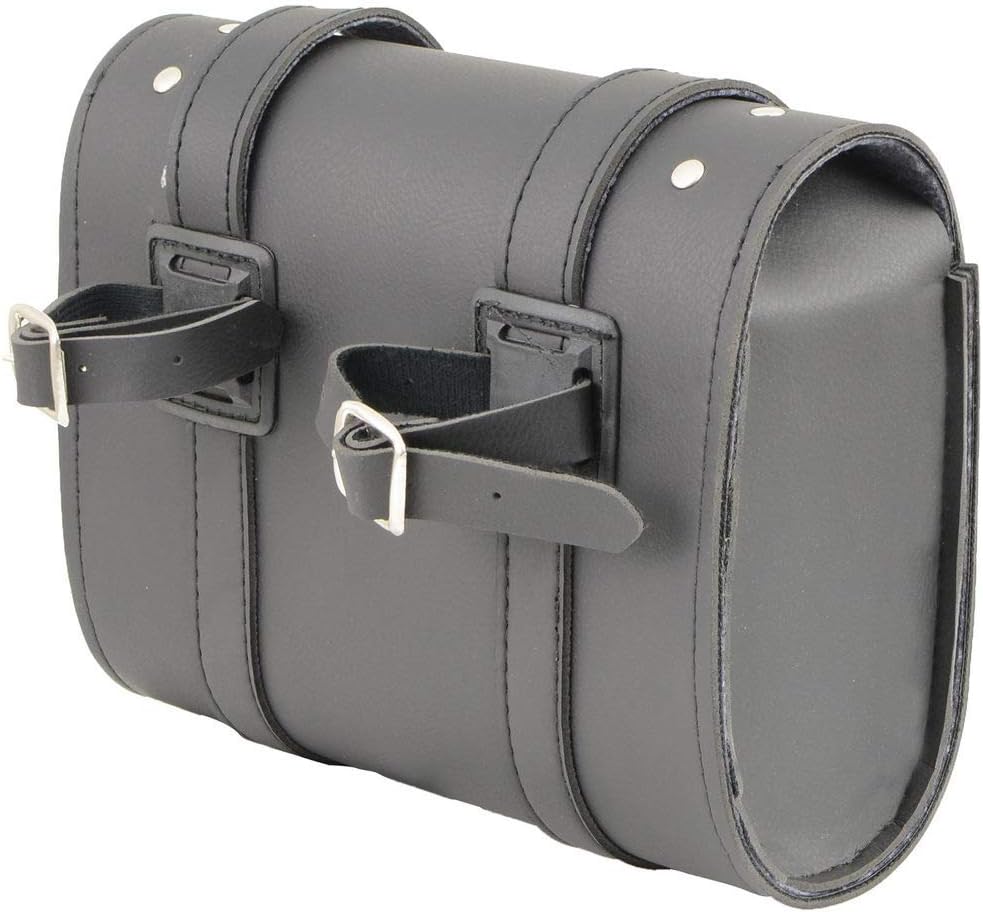 Milwaukee Leather SH63601 Black PVC Double Buckle Studded Motorcycle Tool Bag - One Size