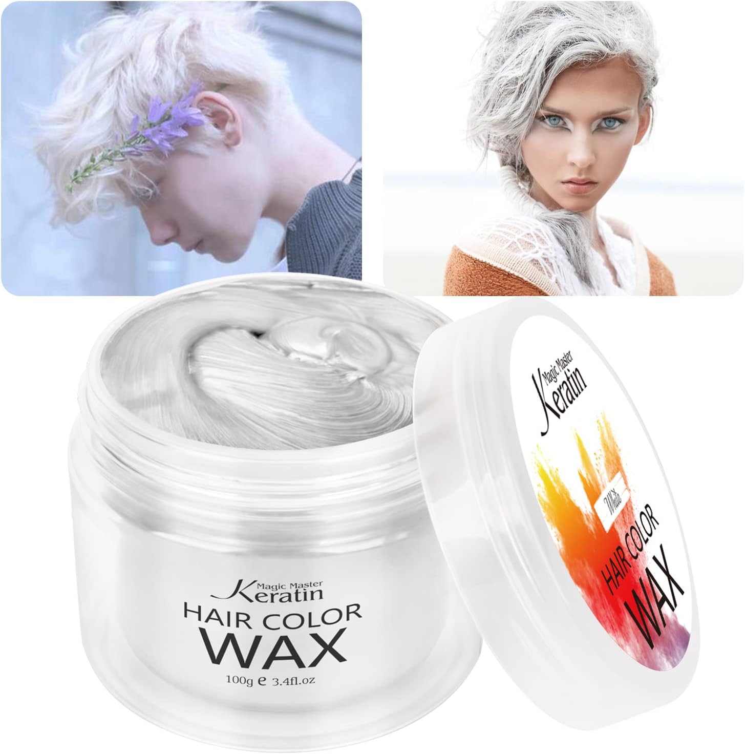 Hair Color Wax, Magic Master Keratin Instant Hair Wax Styling Pomades, Temporary Hair Dye for