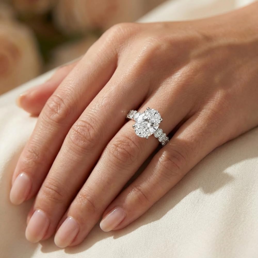 P3 POMPEII3 Pompeii Certified 6Ct Oval Diamond Engagement Ring 14k Gold Lab Grown (F/G,VS1-VS2)