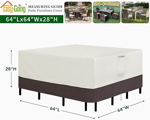 Miniatura 10 de Easy-Going Juego de fundas rectangulares para muebles de patio de 110 x 84 pulgadas, fundas para mesa y silla, impermeables, resistentes a los rayos