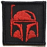 Boba Fett Helmet Bounty Hunter 2x2 Military Patch / Morale Patch - Multiple Colors (Black with Red)