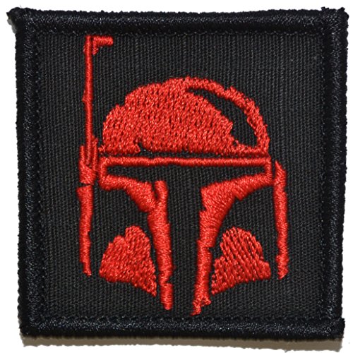 Boba Fett Helmet Bounty Hunter 2x2 Patch - Multiple Colors (Black with Red)