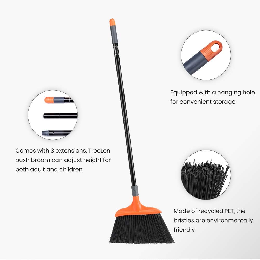 Heavy-Duty Broom, Long Handle Angle Broom for Garages, Courtyard, Sidewalks, Decks and Outdoor Surfaces, Perfect for Home Kitchen Room Office Floor : Health & Household