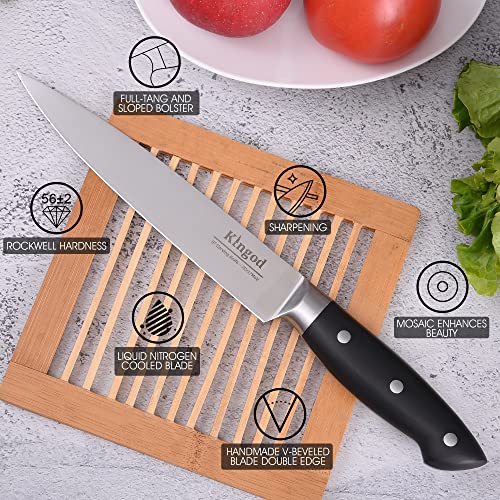 KINGOD 4PCS Japanese Chef Knife Set, Ultra Sharp Kitchen Knives Boxed Set, 7CR17MOV High Carbon German Stainless Steel with Ergonomic Handle, Professional Multipurpose Cooking Knife Set