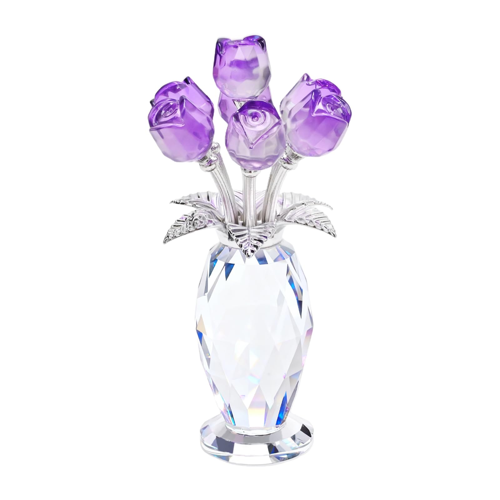 Ollanoos Crystal Forget-Me-Not Flower Figurine, Flower Gifts for Women, Handmade Glass Flower Collectible Ornament for Home Decor Table Centerpiece (Purple) — image 1
