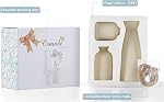 Ensemble de vases en céramique beige CEMABT-3, petits vases pour fleurs décoratifs, décoration moderne boho de la maison, vase décoratif pour herbe de la pampa et fleurs séchées, idée pour étagère, table, bibliothèque, entrée - Distressé