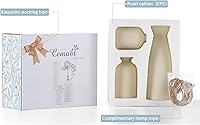 Vista 4 de CEMABT Juego de 3 jarrones de cerámica beige pequeños para decoración, decoración moderna boho de granja para el hogar, jarrón decorativo