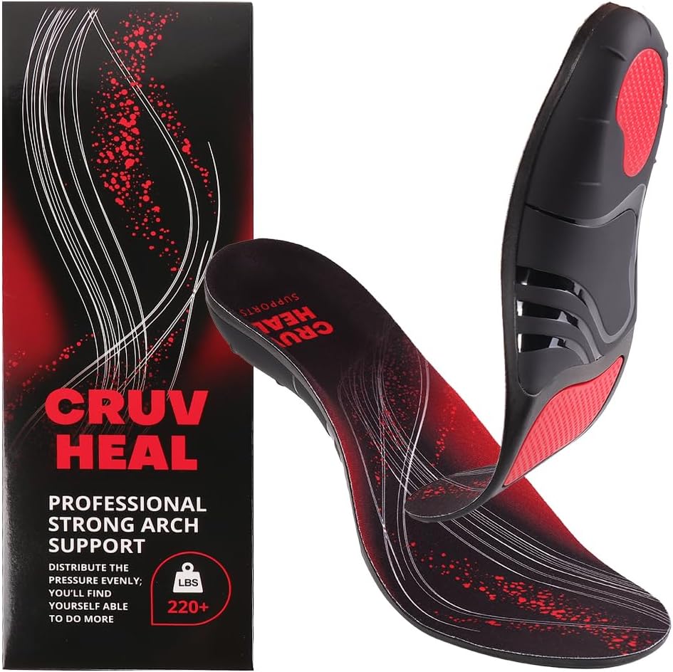 High Arch Insoles for 220+ lbs, Plantar Fasciitis Relief