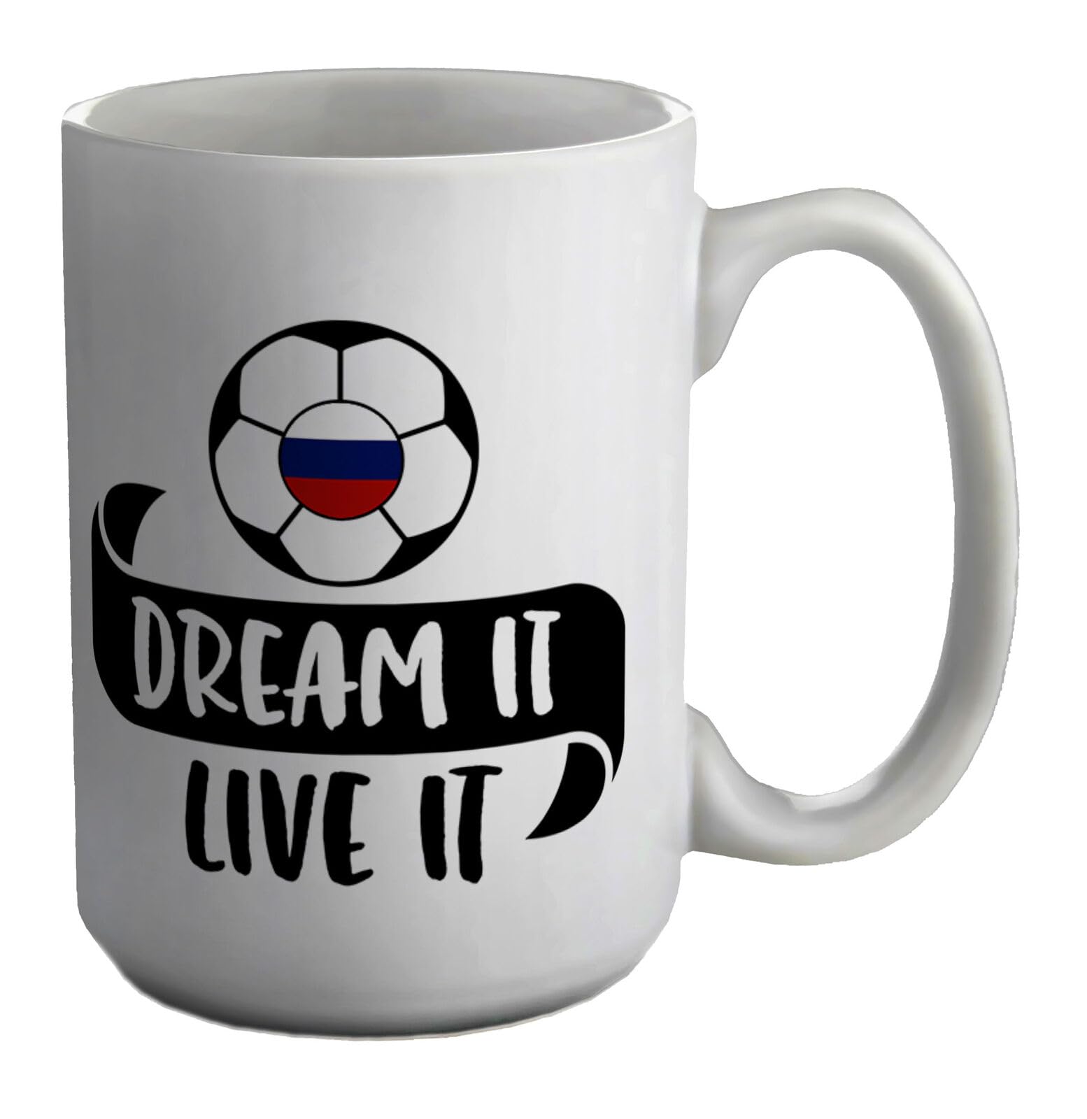MUGSVILLA Football Team with Russia Flag White 11oz Large Mug Cup Printed Coffee and Tea Ceramic Mug- 11OZ Ceramic Coffee Mug 2166