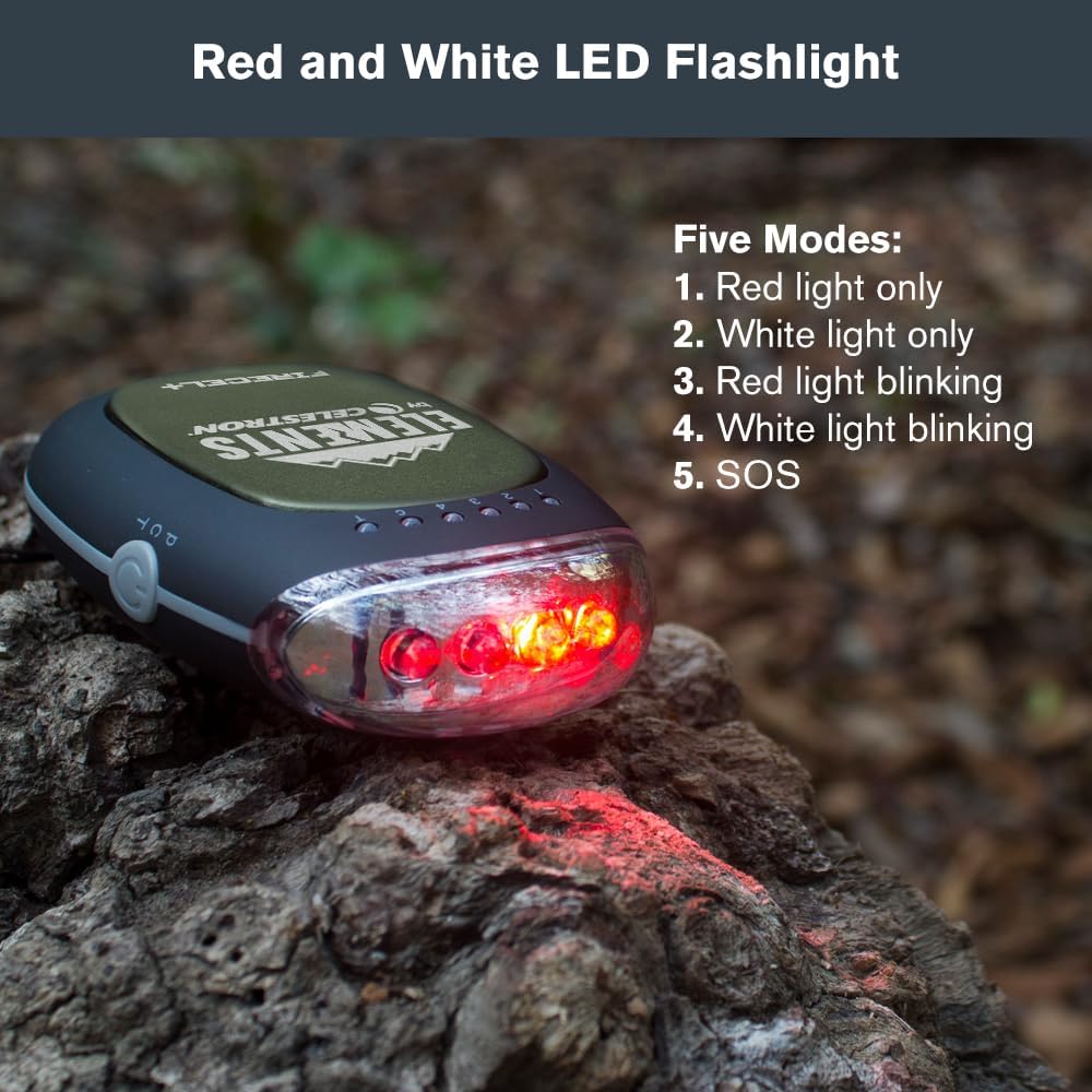 Celestron Elements FireCel Plus – 3-in-1 Flashlight + Hand Warmer + 5200 mAh USB Power Bank – Rechargeable Lithium-Ion Battery – White or Red LED Flashlight – Ergonomic – Great for Hiking, Camping - Image 5