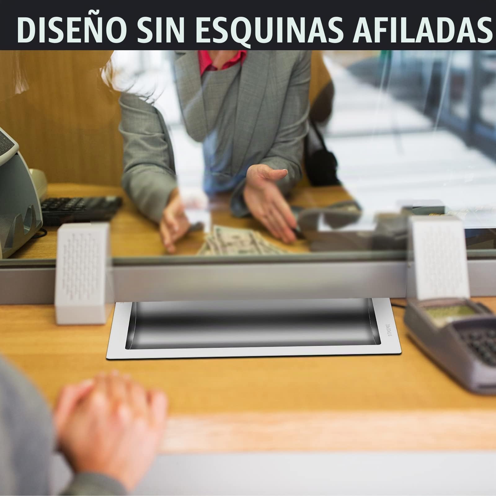 Bandeja de transacciones, ventanillas de venta de entradas. Bandeja de ofertas empotrada Bandeja de caja registradora de acero inoxidable 304 16" de largo x 10" de ancho x 1,6" Bandeja de comercio int