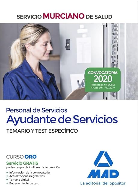 Portada de Personal de servicios, opción ayudantes de servicios del servicio murciano de salud. Temario y test específico